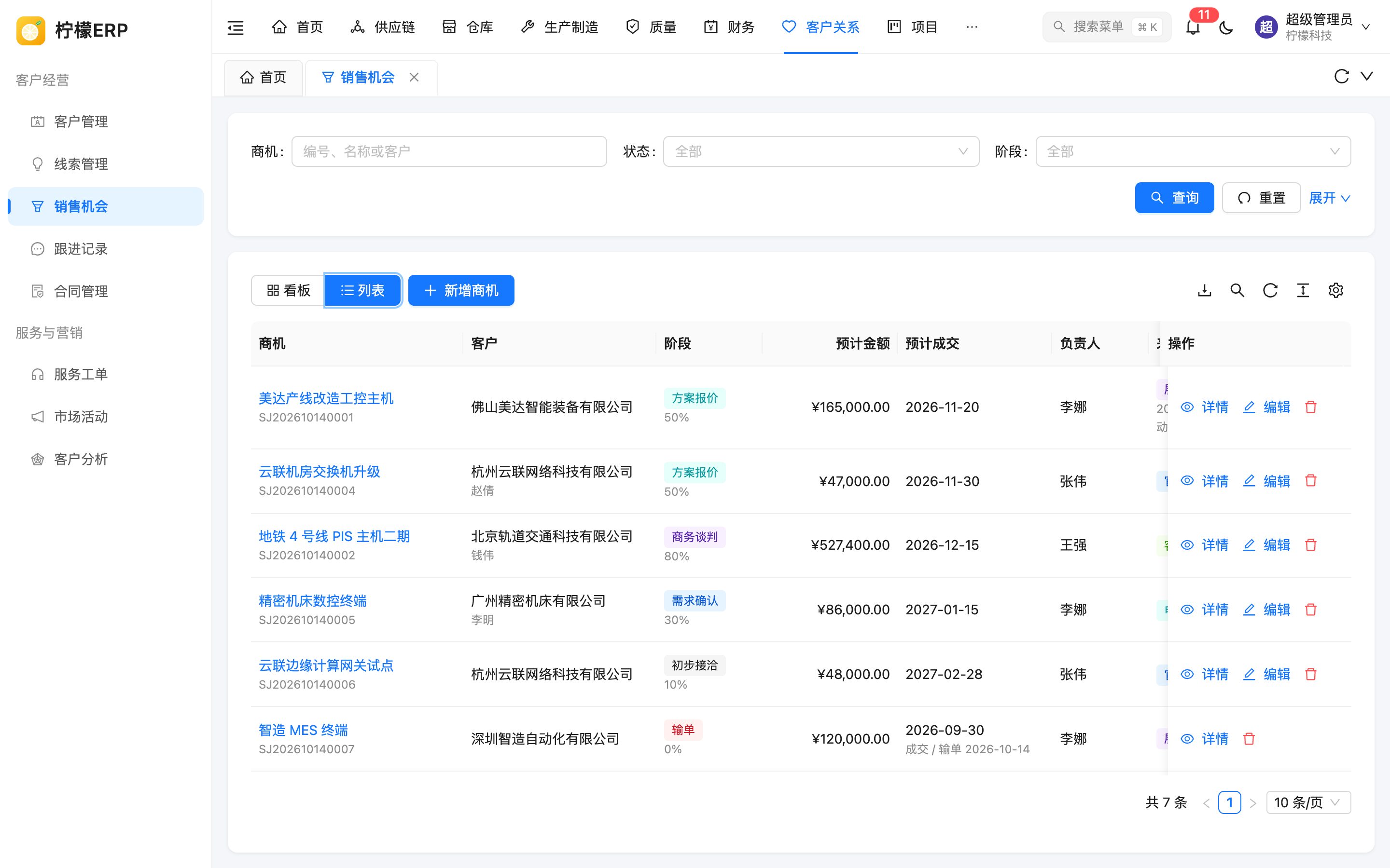 商机列表