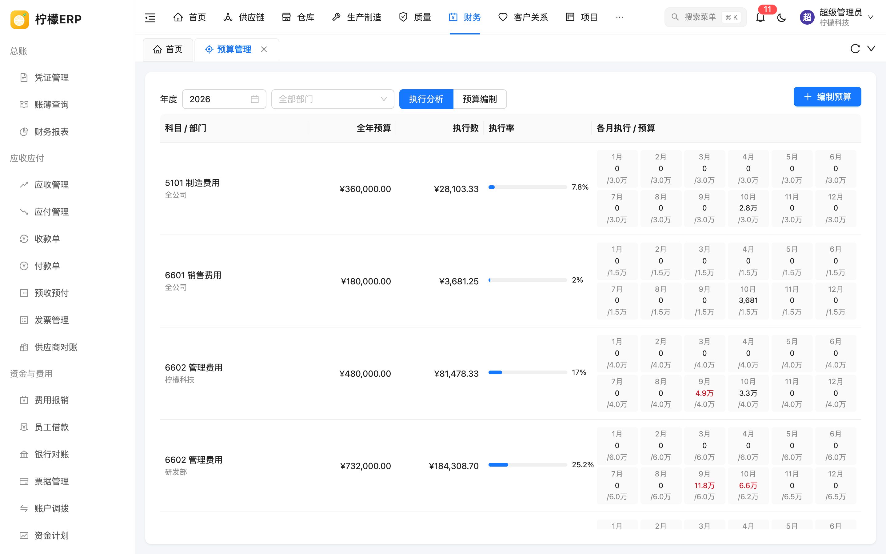 预算执行分析