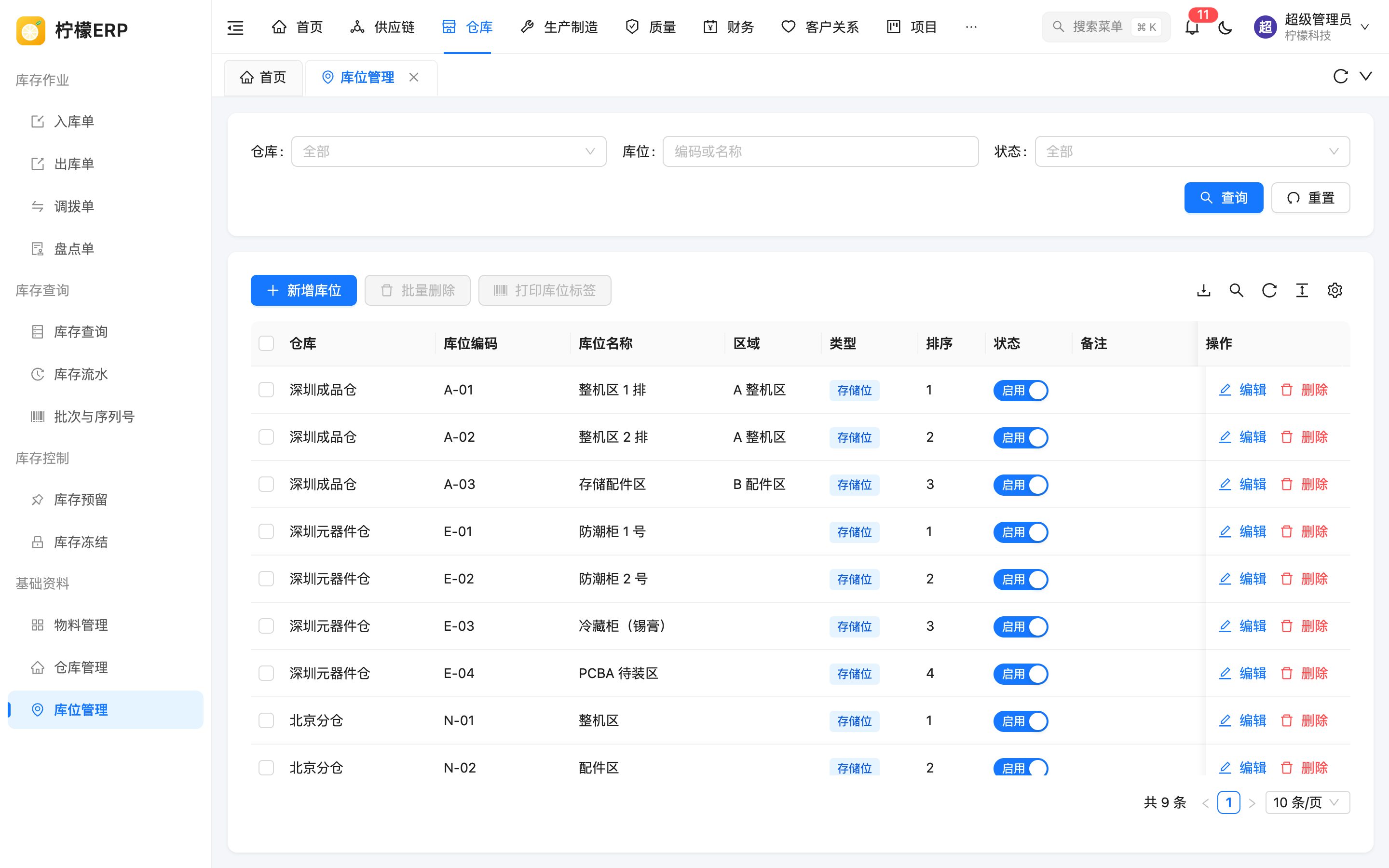 库位管理