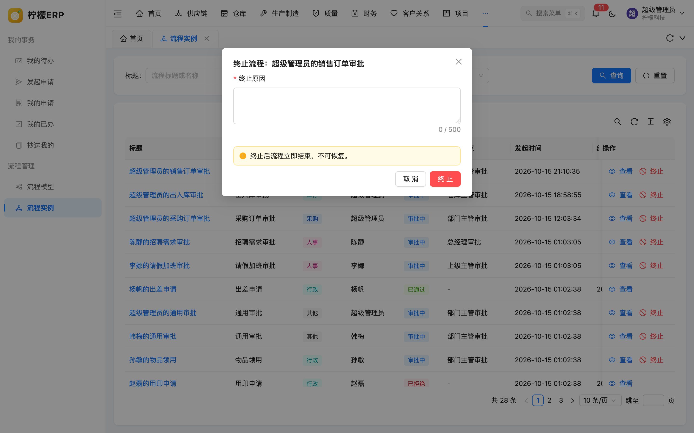 终止流程